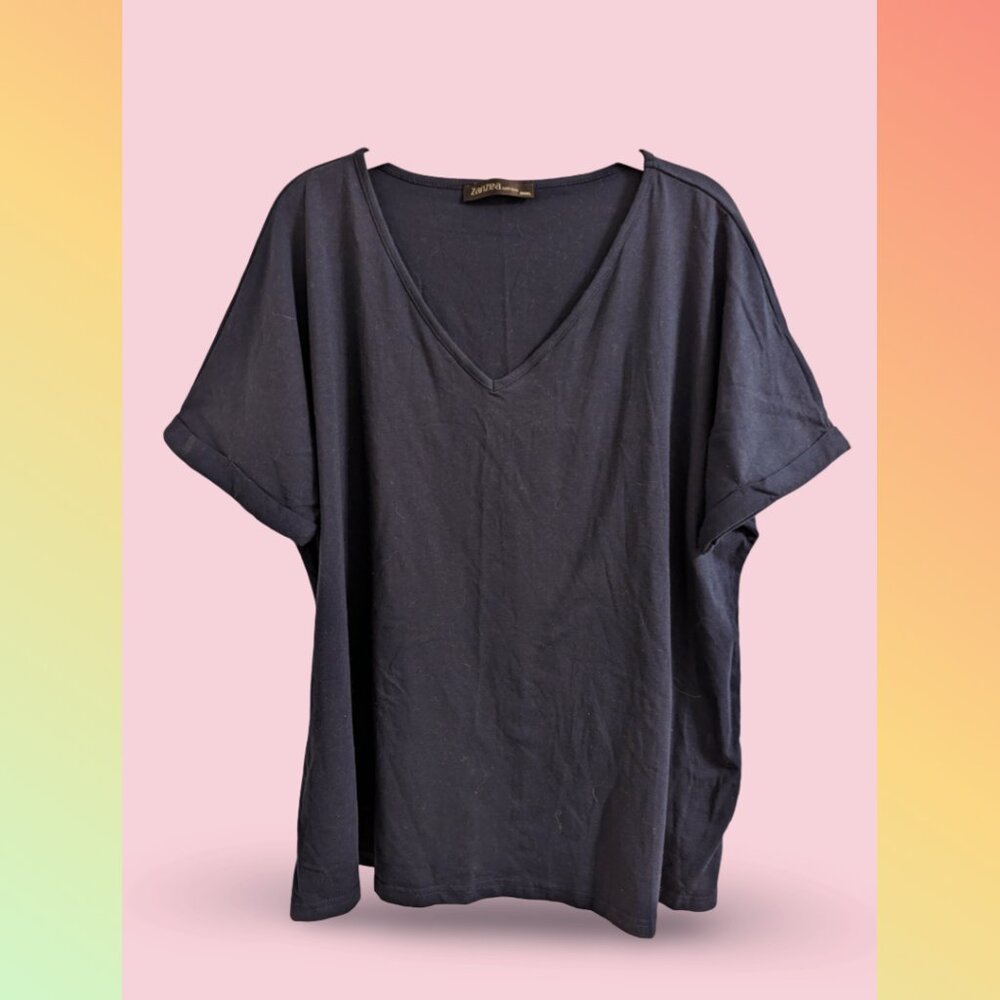 ZANZEA Women's Plus Size Casual Short Sleeve Loose Basic V-Neck T-Shirt